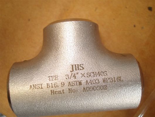 45D 90D 180D 곧은 스테인리스강관 Tee 버트 접합 SS304L SS316L STD SCH40