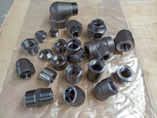 고압 안출된 맞춤 ASME B16.11 팔꿈치 캡 Tee 젖꼭지 가단 주철 맞춤